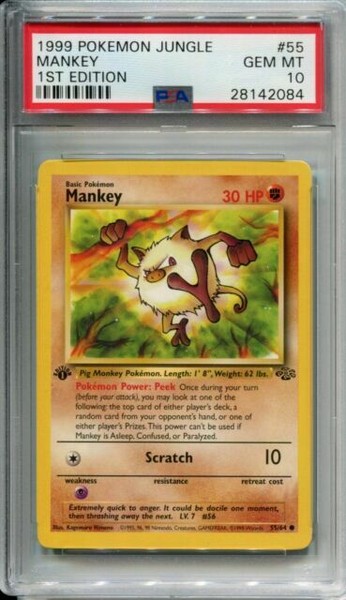 Pokemon Jungle 1st Edition Card 55 Mankey Psa 10 For Sale Online Ebay