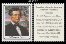 USA4 #2975f MNH Civil War - Jefferson Davis