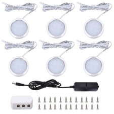 Image of 3/6 Packs Under Cabinet Lighting Kit LED Kitchen Counter Closet Puck Light Lamp