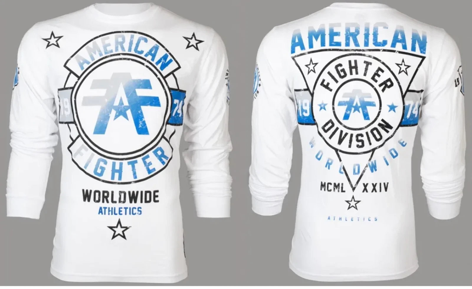 American Fighter Mens Long Sleeve Shirt SILVER LAKE White Athletic S-3XL