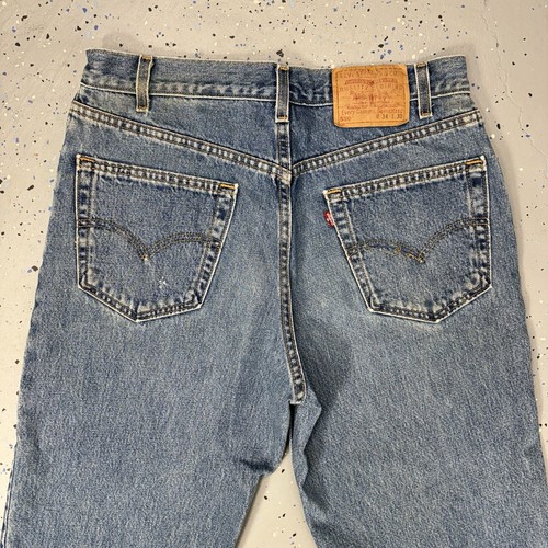 Vintage 90s Levi's 550 Relaxed Fit Tapered Jeans Distressed Thrashed USA 34"X30" - Picture 2 of 13