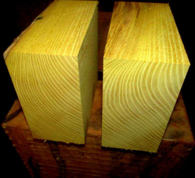 TWO (2) PIECES 6'' OSAGE ORANGE BOWL BLANKS LATHE TURNING LUMBER 6'' X 6'' X 3''