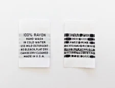 100pcs White Woven Clothing Sewing Care Label Tag Instructions - 100% Rayon