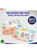 3 PACKS X 80 SHEETS - DR BABY NON ALCOHOL WET WIPES TISSUE ANTI BACTERIAL