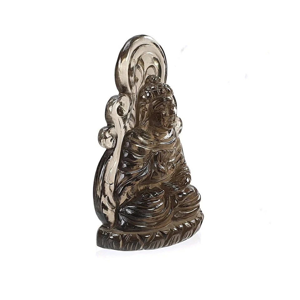 Piedras preciosas de cuarzo ahumado naturales sin tratar 171,75 quilates talladas a mano BUDA 55*39 mm Foto 3 de 4