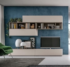 MOBILE PARETE SOGGIORNO LIBRERIA IN ESSENZA/ECO OPACO PENSILI BASI CESTONI DI1