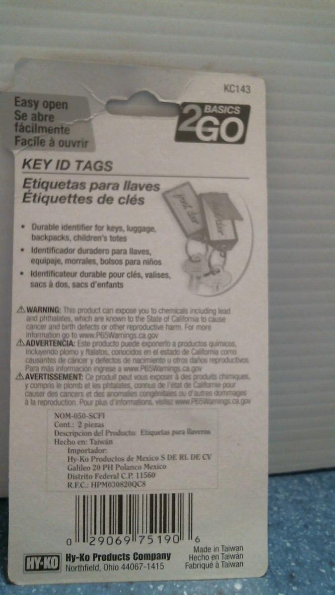 Hy-Ko Key ID Tags BLUE & PURPLE 2Pk (KC143) FS | eBay