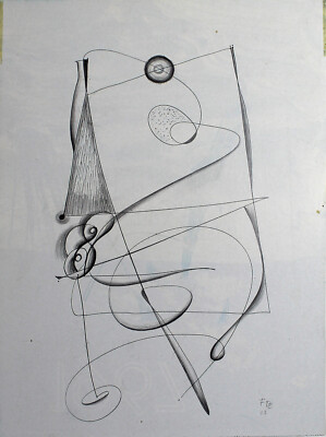 FRIDEL DETTLEFFS-EDELMANN - Schwingungen 1968. Monogrammierte Bleistiftzeichnung