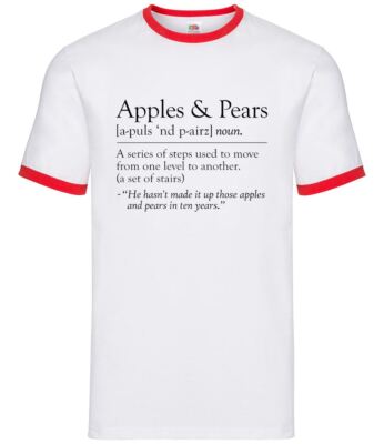 Apples & Pears Definition - Mens Ringer - Funny Cockney Slang London