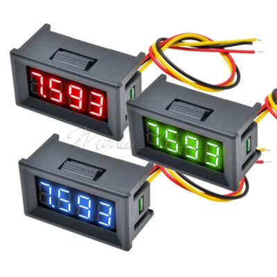 0.36"LED Display 3-wire 0-100V DC Voltmeter Voltage Meter Panel Red/Blue/Green