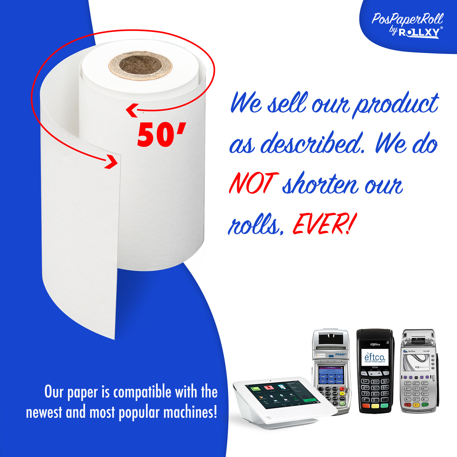 VERIFONE vx520 (21/4" x 50') THERMAL RECEIPT PAPER 400 ROLLS *FREE