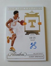 2021 Flawless Jaden Springer Collegiate Rookie Auto /25 Team Logos Autograph RC