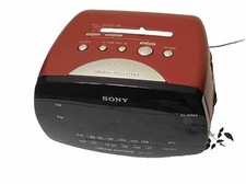 Sony Dream Machine PSYC ICF-C111 FM AM Radio CD Alarm Clock RED Tested Working