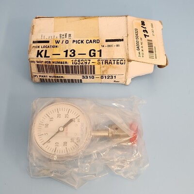 176-0202 AMAT APPLIED 3310-01231 GAUGE PRESS 2'' 30-0-30PSI 1/4VCR-F STEM [NEW]