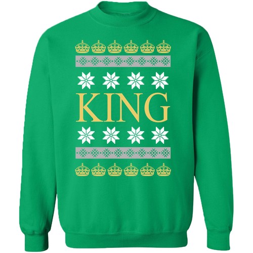 CHRISTMAS KING Design CREWNECK Sweatshirt King Santa Claus Ugly Xmas Sweater - Picture 6 of 7