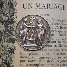 Hochzeitsmedaille aus massivem Silber Christliche Hochzeit Pingret Durchmesser 2,9 cm