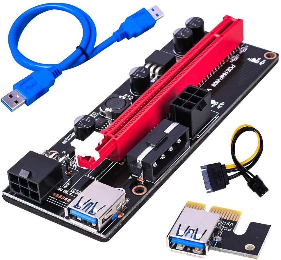 VER009S Plus PCI-E PCI Express 1X~16X 6個 VER009S PCI-E Riser Card PCIe 1x to 16x USB 3.0 Data Cable Bitcoin