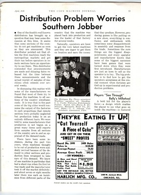 1938 Harlich Mfg. Co. Cut Yourself A Piece Of Cake Punch Board AD Bags Of Gold