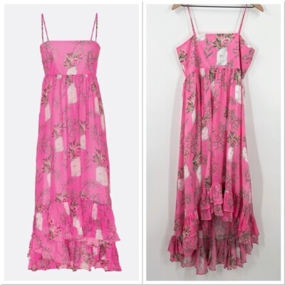 KLEID For Her Pink Sophie Midi Dress Size Small $350 Mason Jars Flowers Smocking