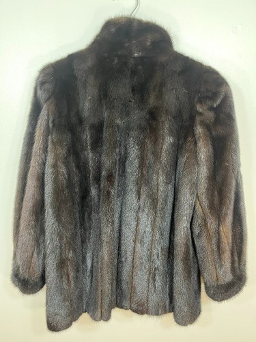Vintage MINK fur jacket Marshall Field's dark brown black Women's Medium coat - Picture 4 of 5