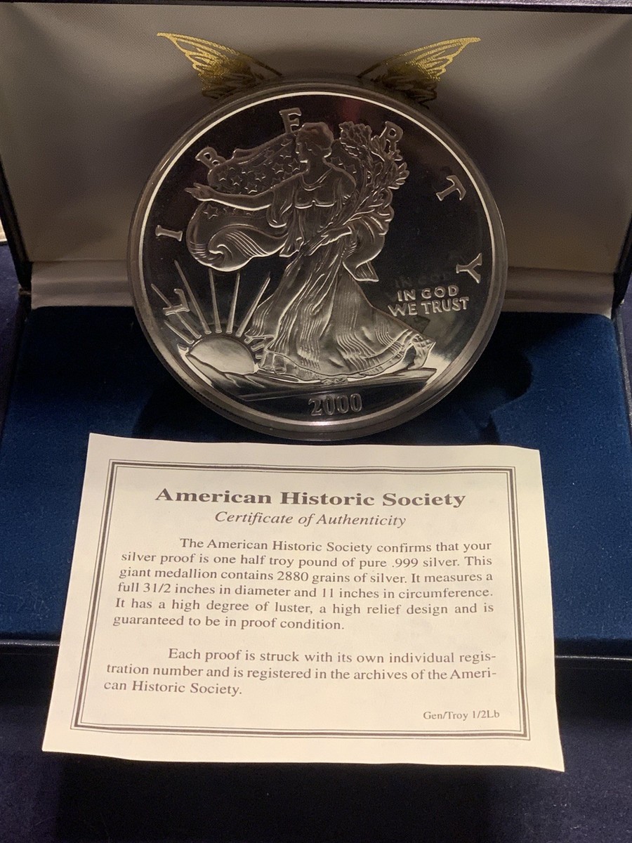 2000 Giant Walking Liberty Half Troy Pound .999 Silver Round | eBay