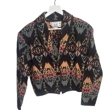 Vintage 90s Crazy Cowgirl Tapestry Jacket Multicolor Western Blazer W1240