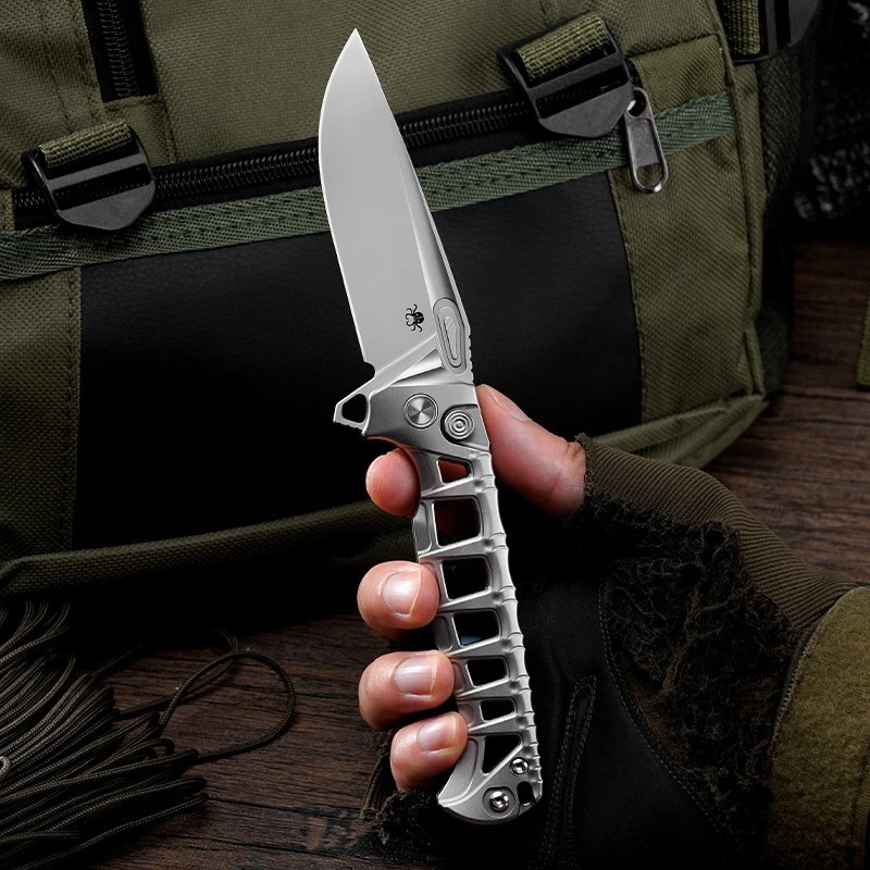 Cuchillo de colección plegable hoja M390 mango titanio KLAKEN B09 SKALDR Foto 3 de 4