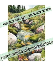 River Stream Tin Sign Forest Water Woodland home aesthetic