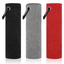 3 Pack Golf Towels 16" x 16" , Absorbent Waffle Pattern