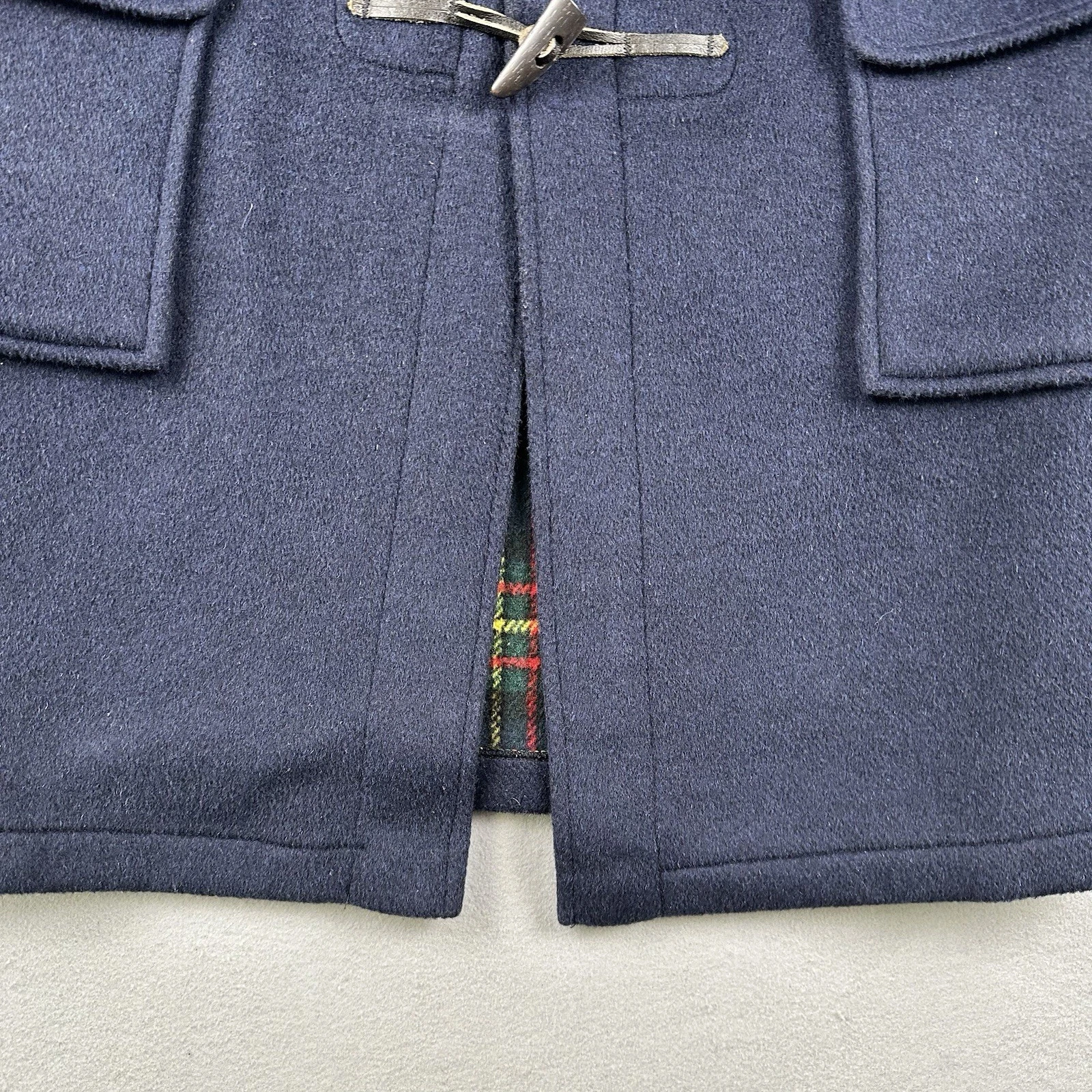 Gloverall Duffle Coat Men’s Small Navy Blue Wool Toggle Hooded Tartan England - product detail image 11