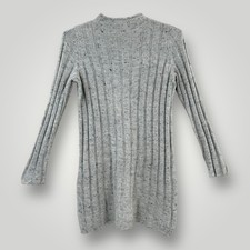 Madewell Sweater Dress Womens M Gray Ribbed Knit Mock Neck Long Sleeve Wool