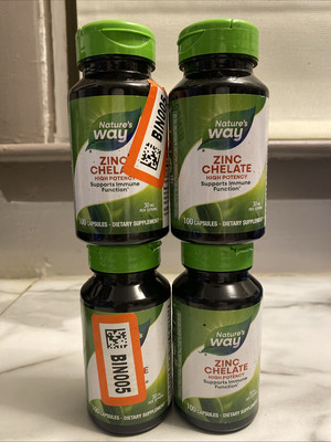 Nature's Way, Zinc Chelate, 30 mg, 4 PACK, 100 Capsules each
