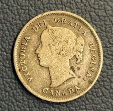 CANADA 1899 Silver 5 Cents - Queen Victoria -  Vintage Canadian Silver Coin