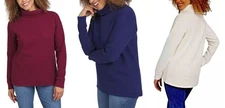 Lands' End Women's Long-Sleeve Waffle Funnel Neck Top(1797410)