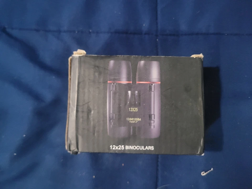 New Compact 12x25 Binoculars with Case – 126m/1000m Field 7.2° Black & Red Trim  - Image 2 of 4