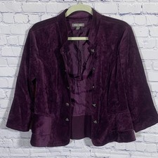 Roz & Ali Womens Velvet Open Front Blazer Pur...
