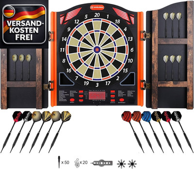 Elektronische dartscheibe mit laser-markierung für bis zu 8 Spieler inklusive 12