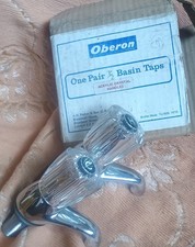 Vintage Oberon Crystal Acrylic Handles 1/2" Basin Taps , H & C Letters , Unused 