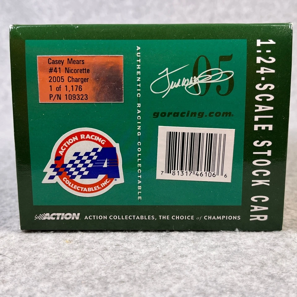 Casey Mears #41 Nicorette Fresh Mint 2005 Dodge Charger 1:24 ARC NASCAR Diecast - Image 2 of 4