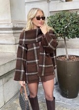 Manteau Tricot À Carreaux Zara Avec Écharpe Taille L-XL Réf 6427/127/700