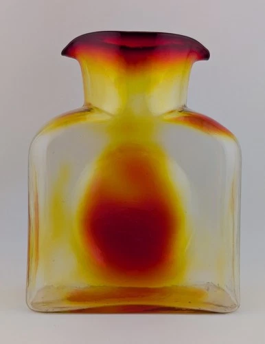 2014 Blenko Art Glass Amberina Double Spout Pitcher 8 Inches Tall