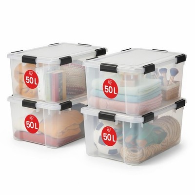 Iris Ohyama Aufbewahrungsboxen, 50 l, luftdicht, 4 Stück