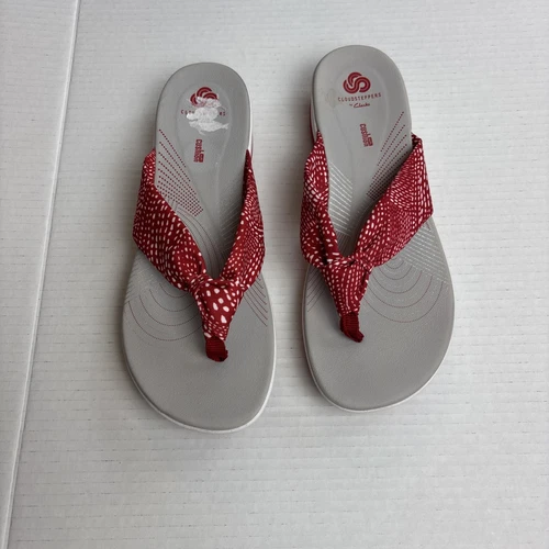 Sandali Clarks Cloudsteppers Arla Glison ammortizzati morbidi rossi plateau infradito NUOVI