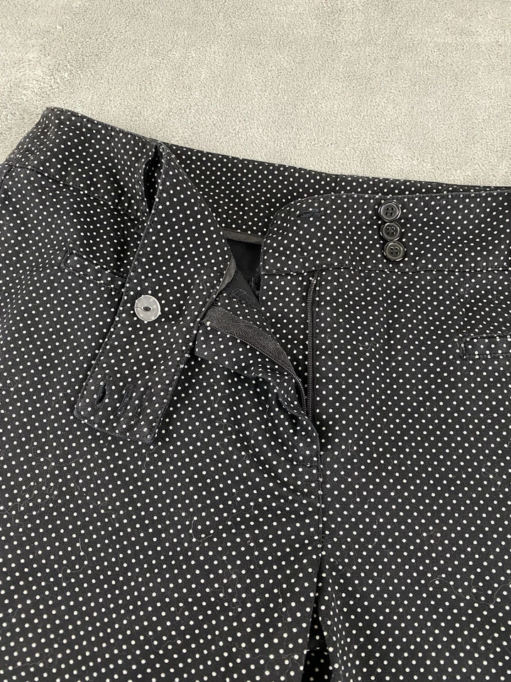 Pantalones Cortos Larry Levine Mujer Talla 14 Negro Blanco Lunares Bermudas Cremallera Botón C37 Foto 3 de 4