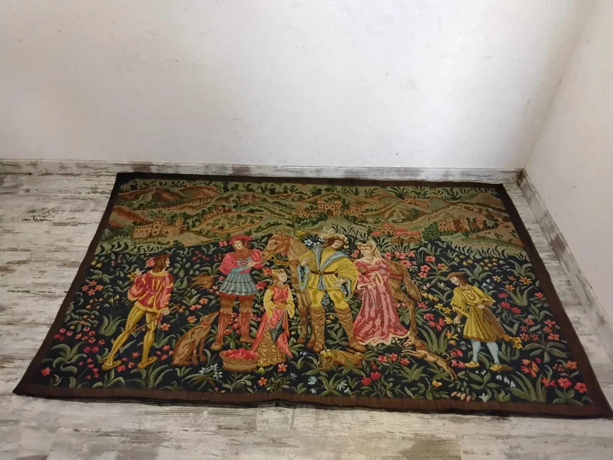 Tenture Murale Vintage Indienne, Coton Brodé à La Main, Motifs Floraux Orange, 3,2 X 3 Pieds