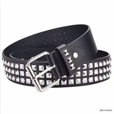 Studded Punk Belt Men Women PU Leather Rivet Goth Grunge Rock Waist Strap 110cm
