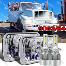 Pair 5X7 7x6 LED Headlights Hi Low Beam For International IHC 9200 9900 9400i
