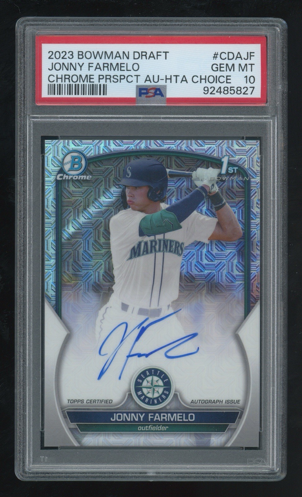 2023 Bowman Chrome Auto Jonny Farmelo HTA Refractor /150 PSA 10 #CDA-JF Mariners
