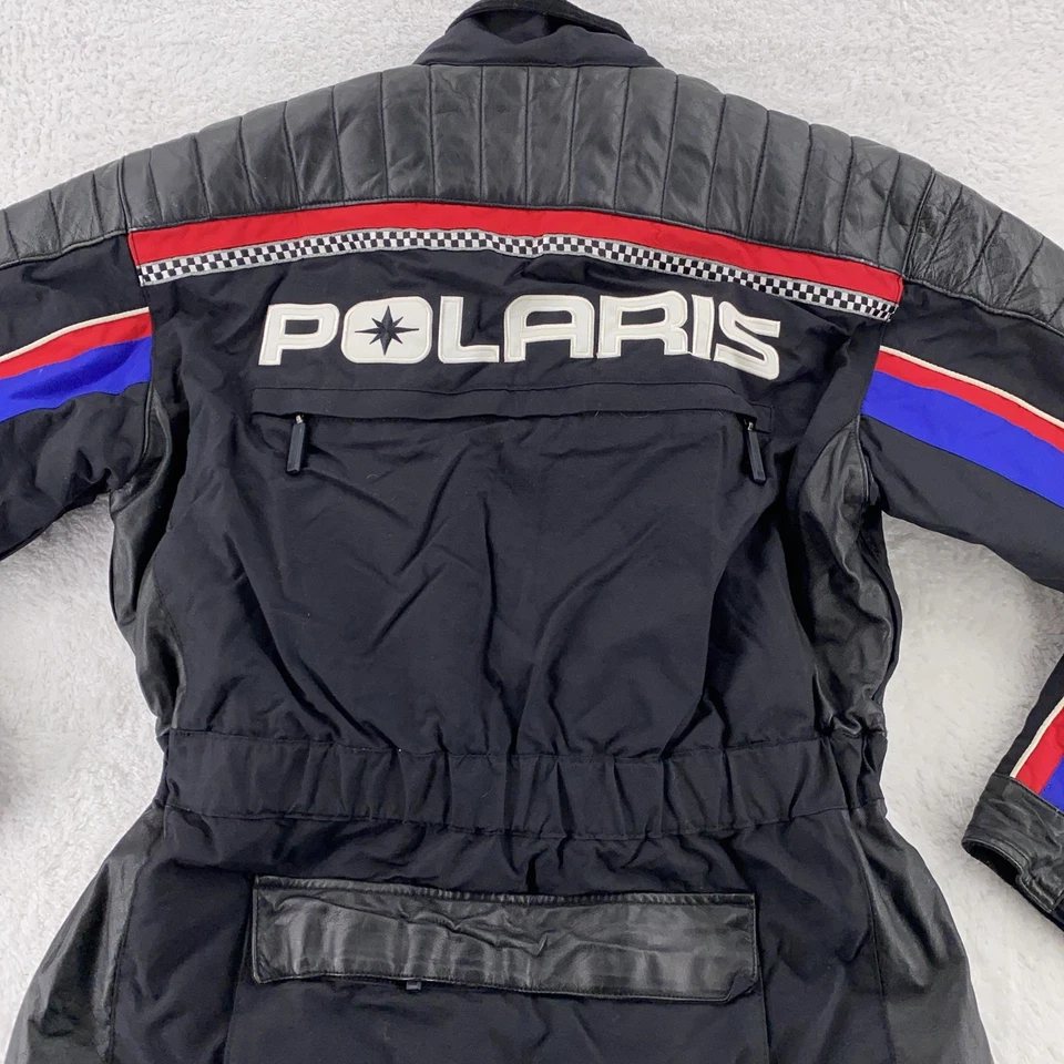 Vtg Polaris Leather-Tex High Performance Padded Jacket Ski Racing Thermolite M - Image 2 of 4