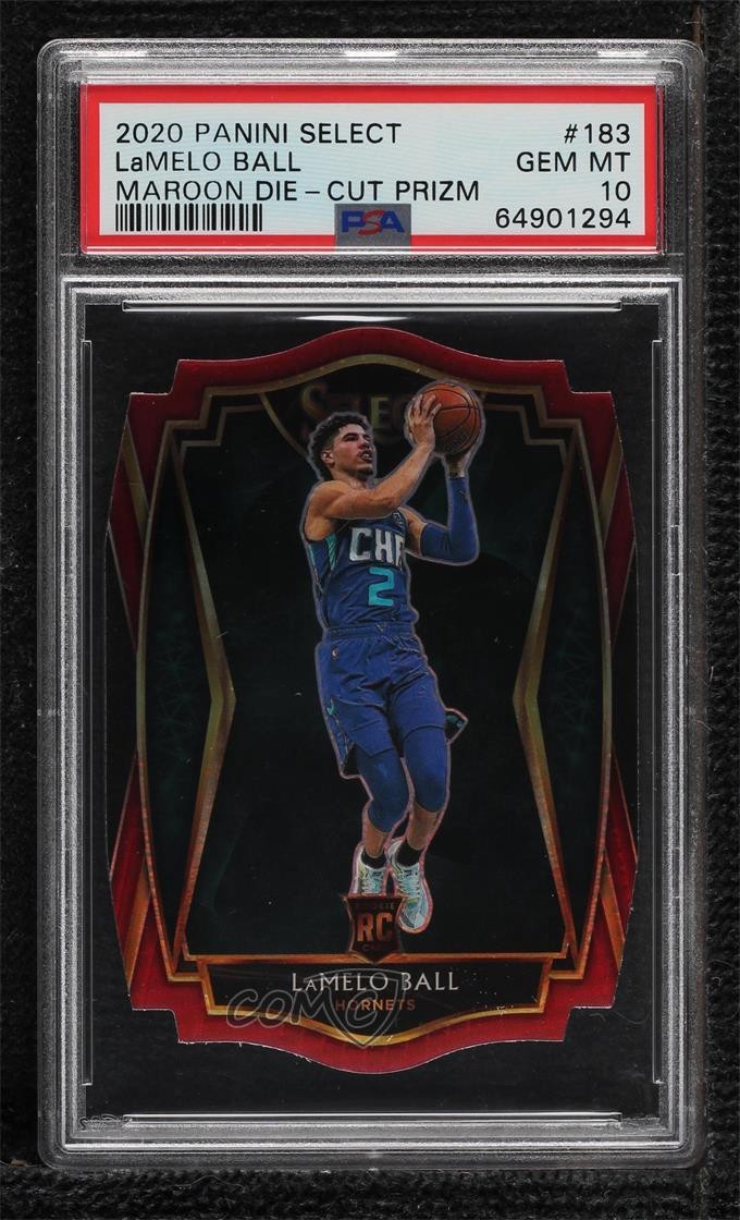2020 Select Premier Level Maroon Prizm Die-Cut Lamelo Ball PSA 10 Rookie RC hs9